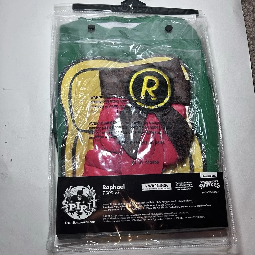 Spirit Halloween Toddler 3T-4T Teenage Mutant Ninja Turtle Costume Raphael New - Picture 2 of 5